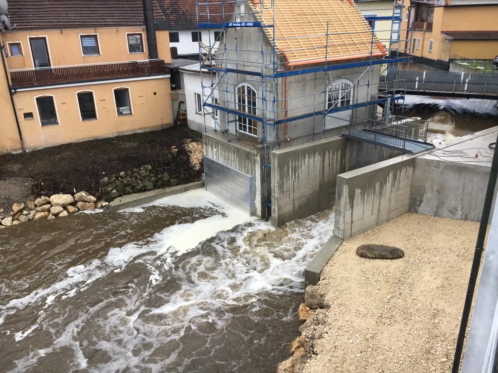 Fertige Anlage in Burgau mit Auslauf an der Mindel